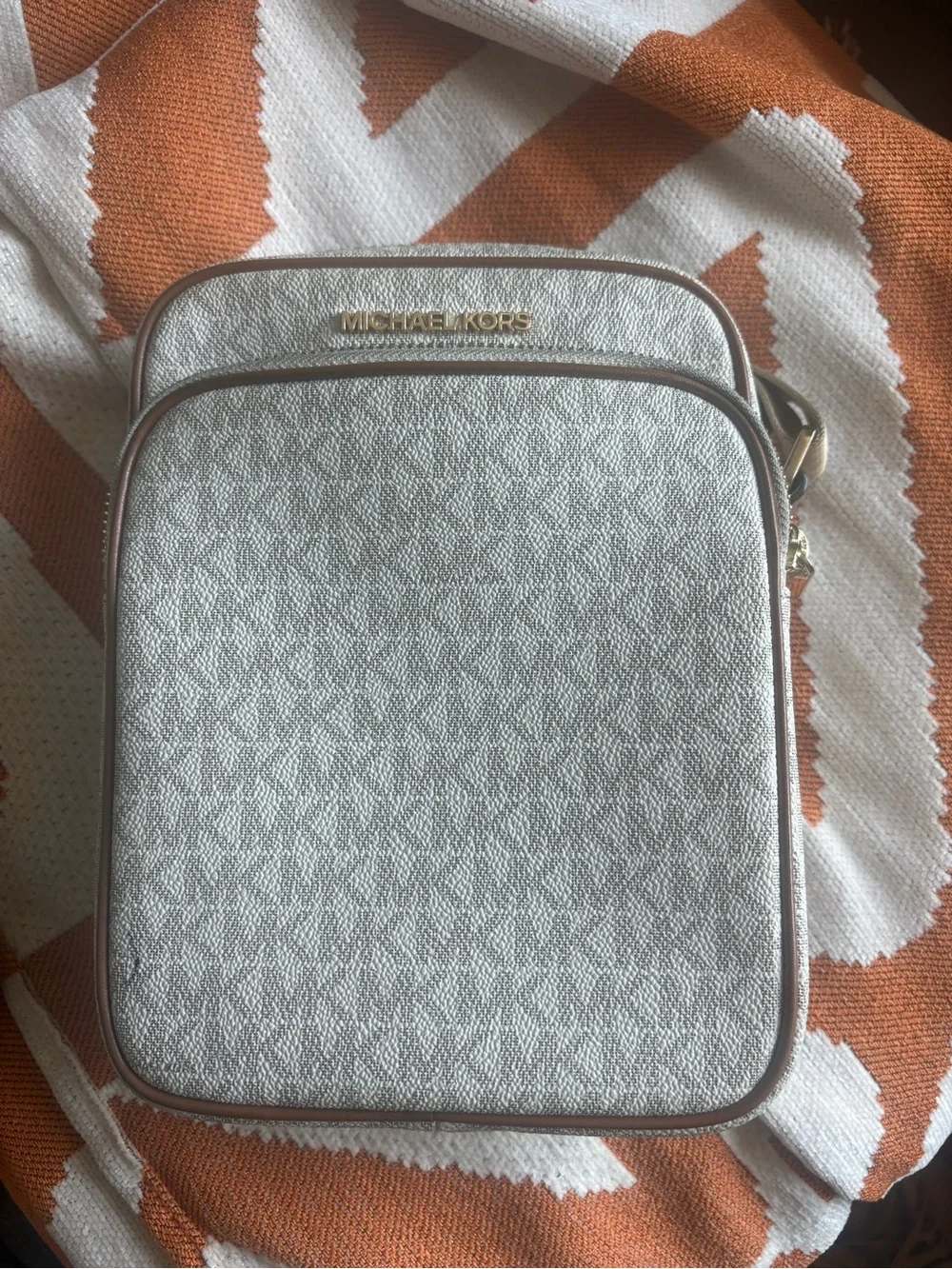 Michael Kors Silver and Gray Logo Crossbody Bag